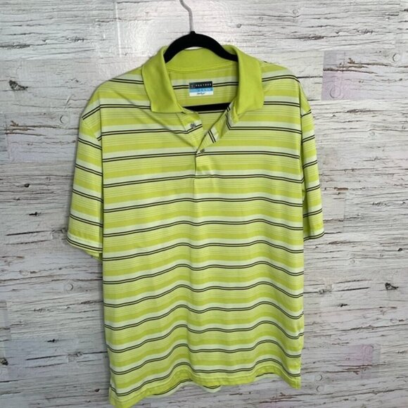 PGA tour yellow striped golf shirt XL top polo - Picture 1 of 10